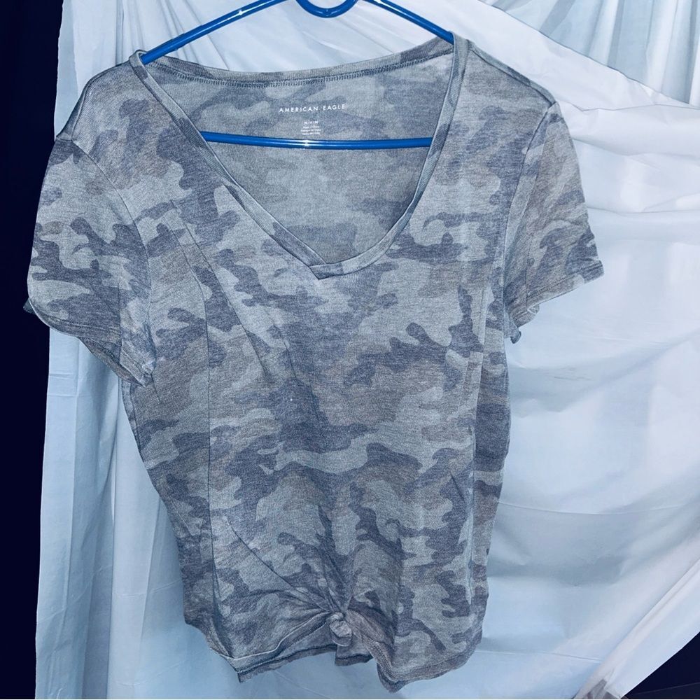 Preloved American Eagle Green Camo Top Size M